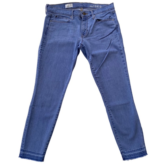 GAP 1969 Legging Jean Raw Hem Size 30 in Blue Dust Wash - Picture 12 of 13